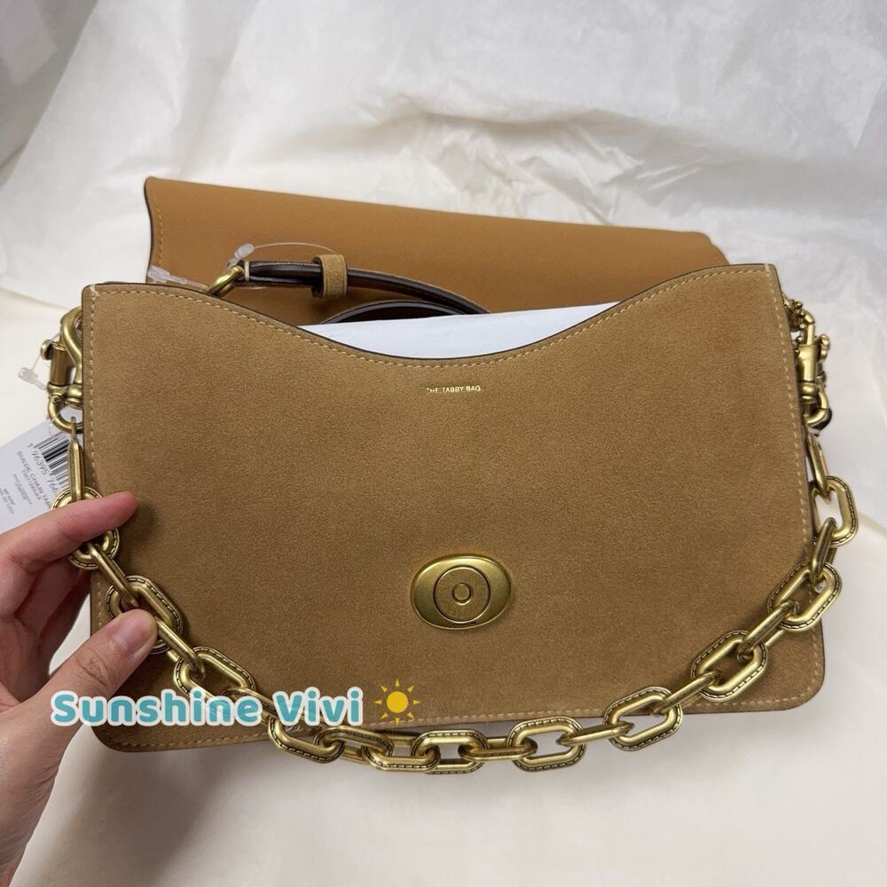 NWT Coach Chain Tabby Shoulder/Hand Suede Chain Tabby Sand CAN13 - Picture 11 of 13